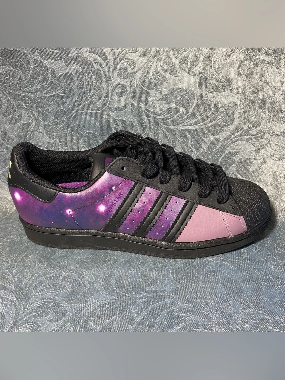 Rare ADIDAS Superstar J Galactic Galaxy Purple Sneakers - Youth 6, Women 7.5 NWT